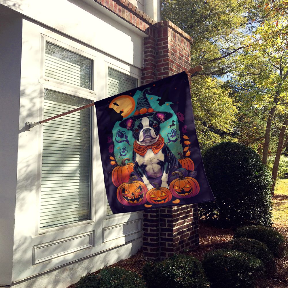 Boston Terrier Witchy Halloween House Flag House-Size Decorative Flag