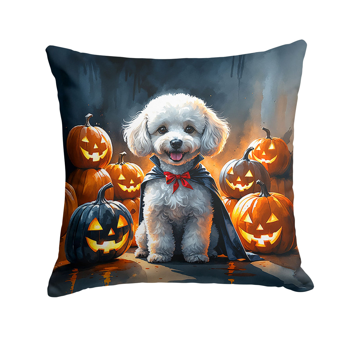 White Poodle Puppy Halloween Throw Pillow Indoor/Outdoor Decorative Throw Pillow, 14 x 14 in