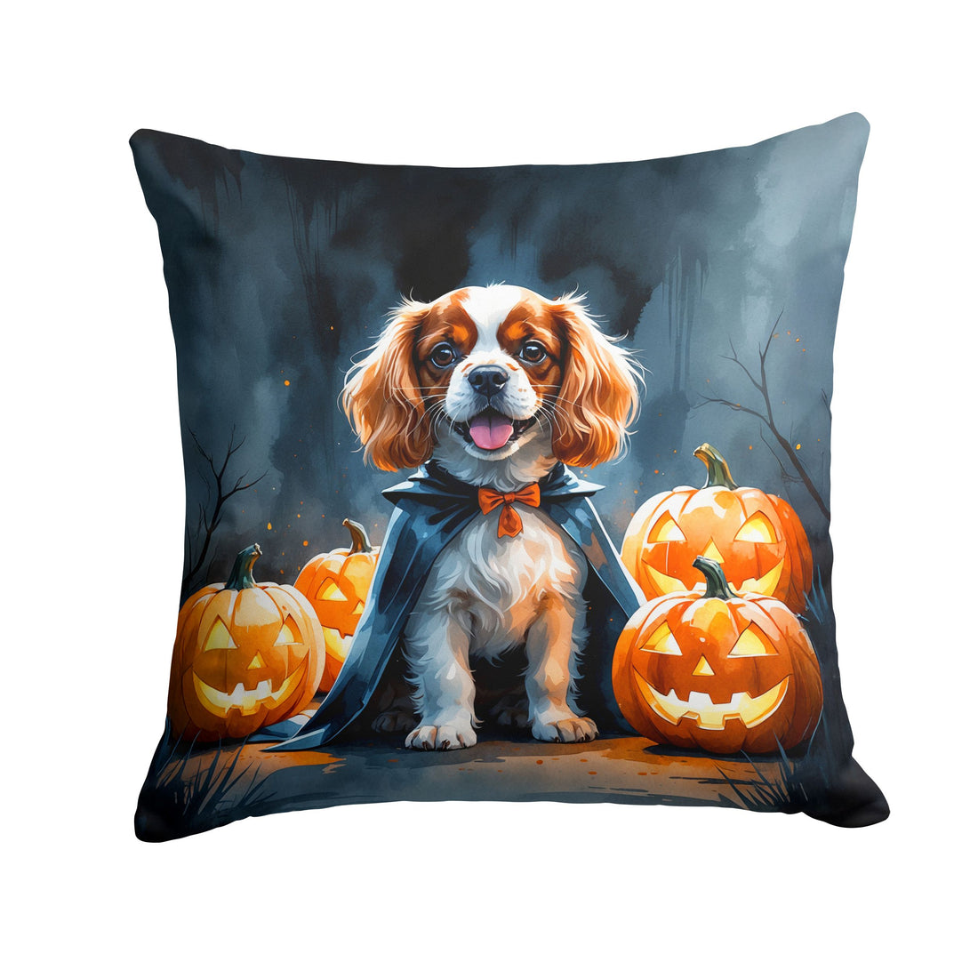 Cavalier Spaniel Puppy Halloween Throw Pillow Indoor/Outdoor Decorative Throw Pillow, 14 x 14 in