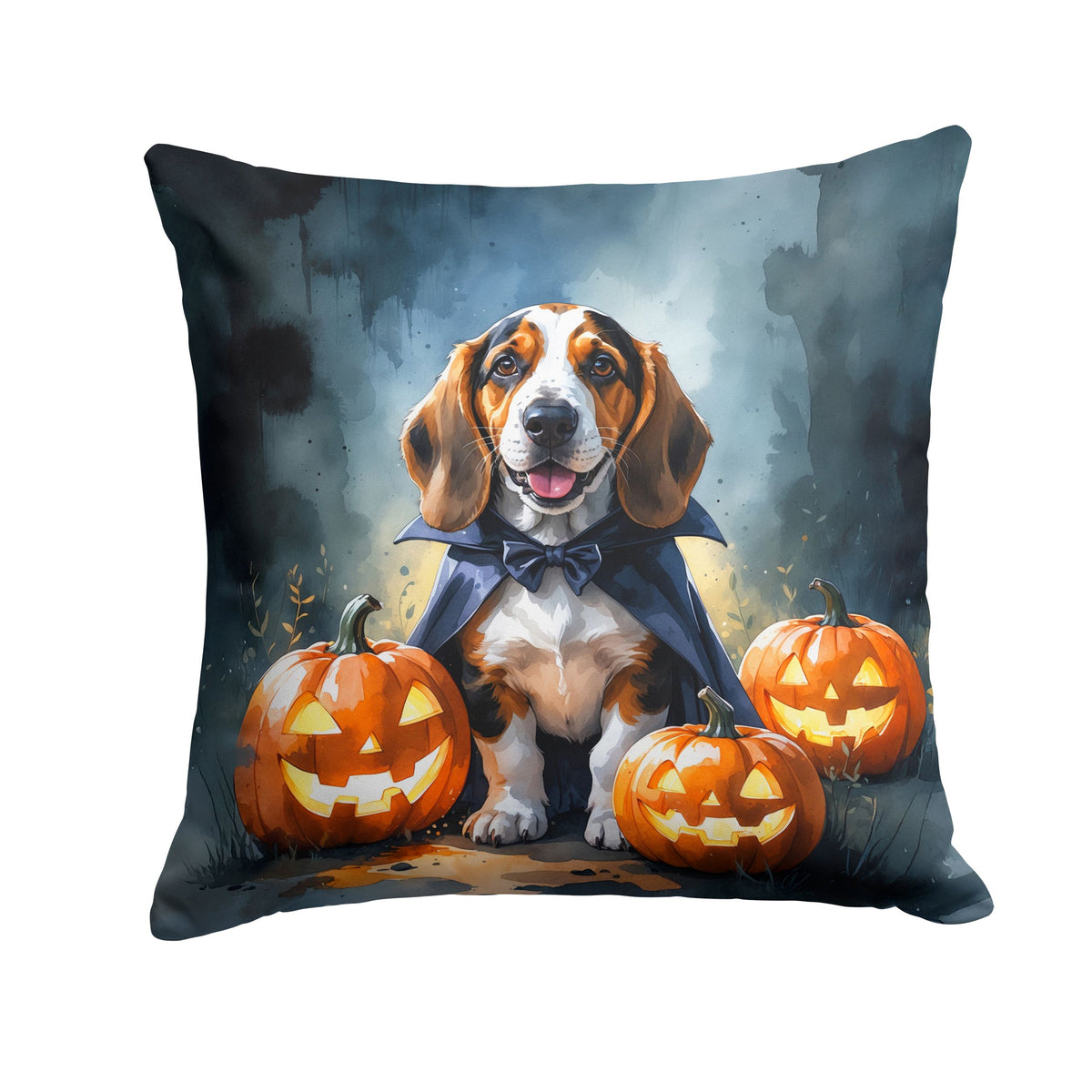 Basset Hound Puppy Halloween Throw Pillow Indoor/Outdoor Decorative Throw Pillow, 18 x 18 in