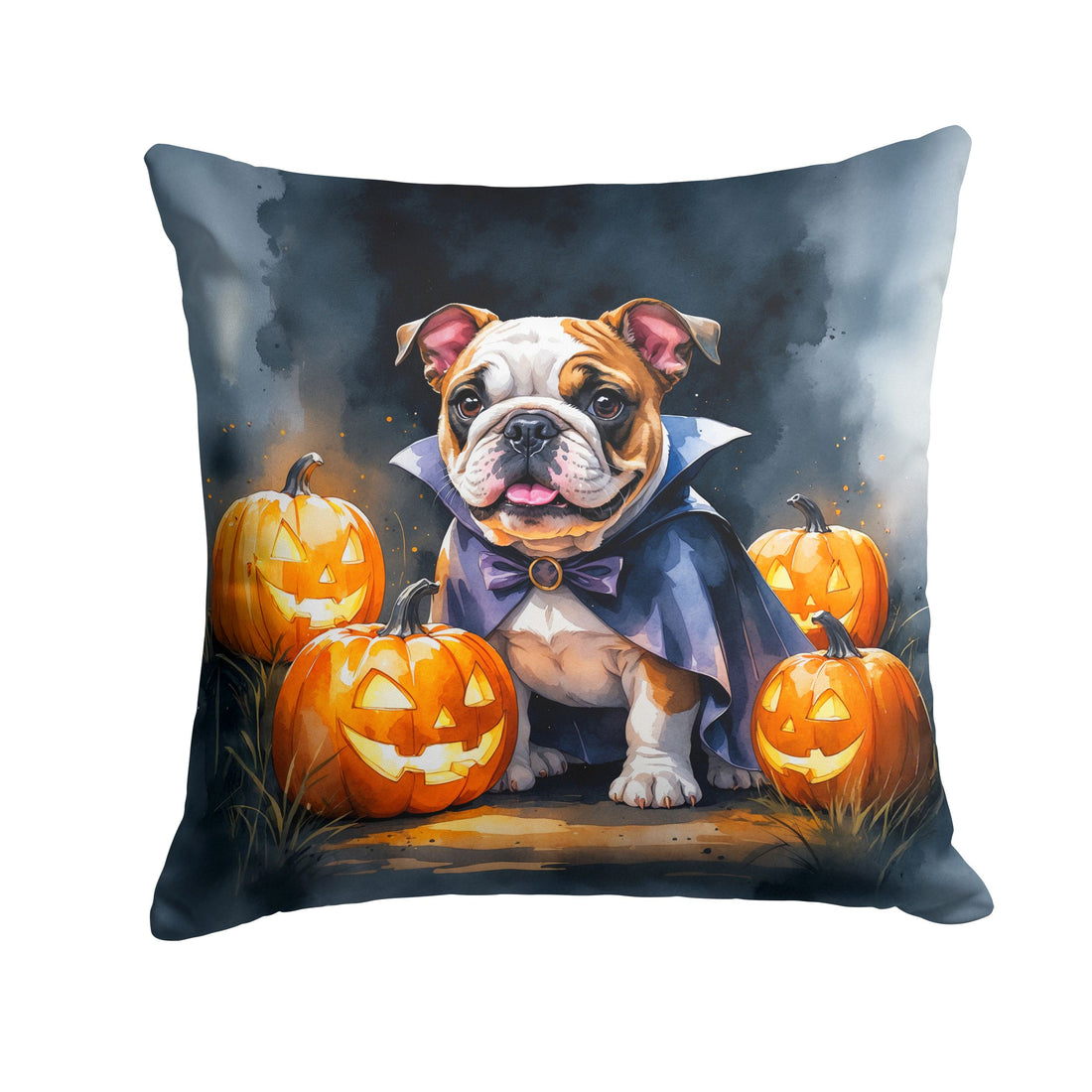 English Bulldog Puppy Halloween Throw Pillow Indoor/Outdoor Decorative Throw Pillow, 18 x 18 in