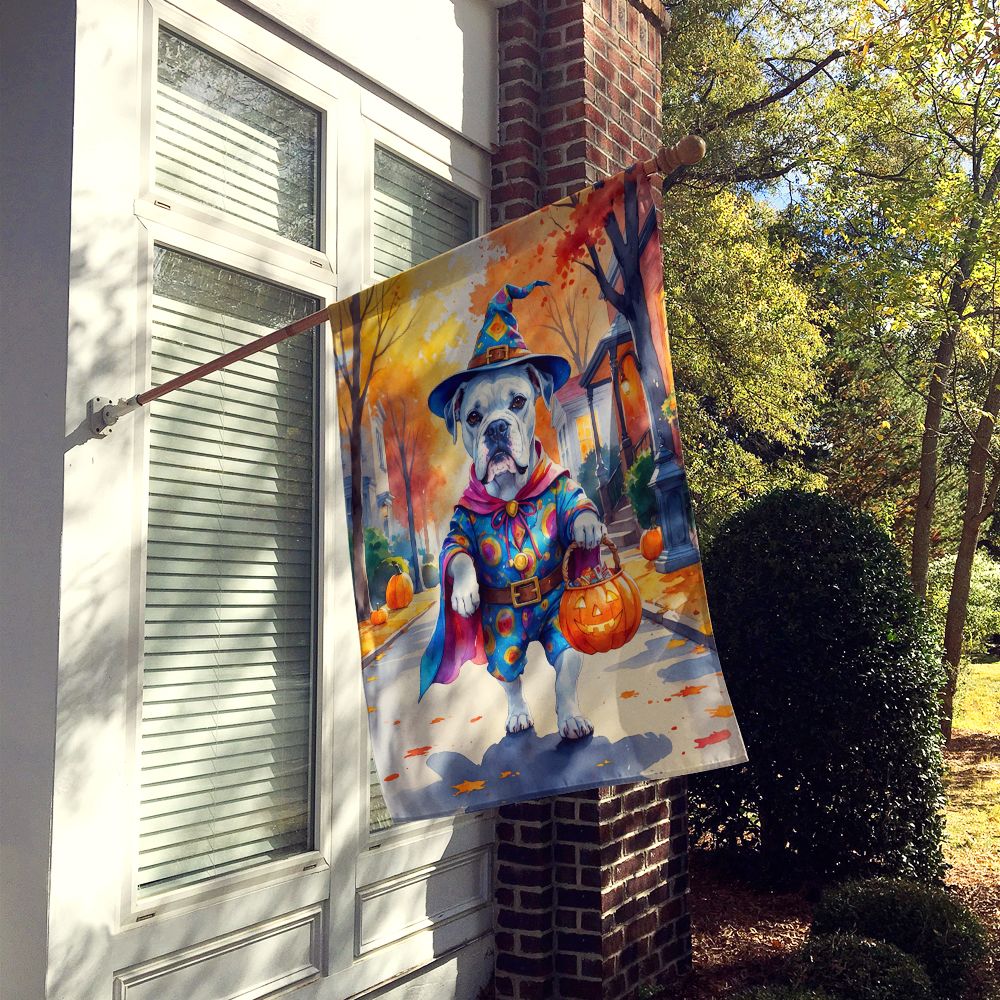 White Boxer Halloween Trick or Treat House Flag House-Size Decorative Flag
